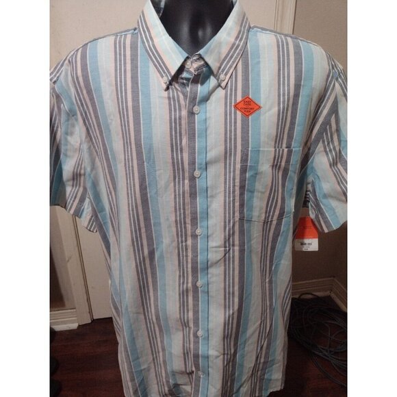 New St Johns Bay Mens Comfort Flex Button Down Shirt Blue Striped 2XL NWT - Picture 1 of 11